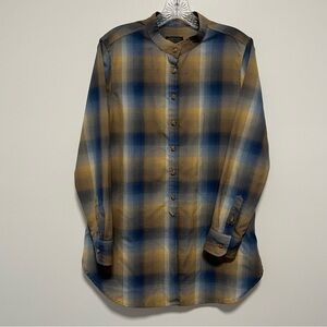 Pendleton 100% Virgin Wool Whitney Popover Tunic Top Blue Plaid Large